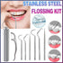 8Pcs Stainless Steel Toothpick Set Metal Flossing Portable Toothpick Box Holder
