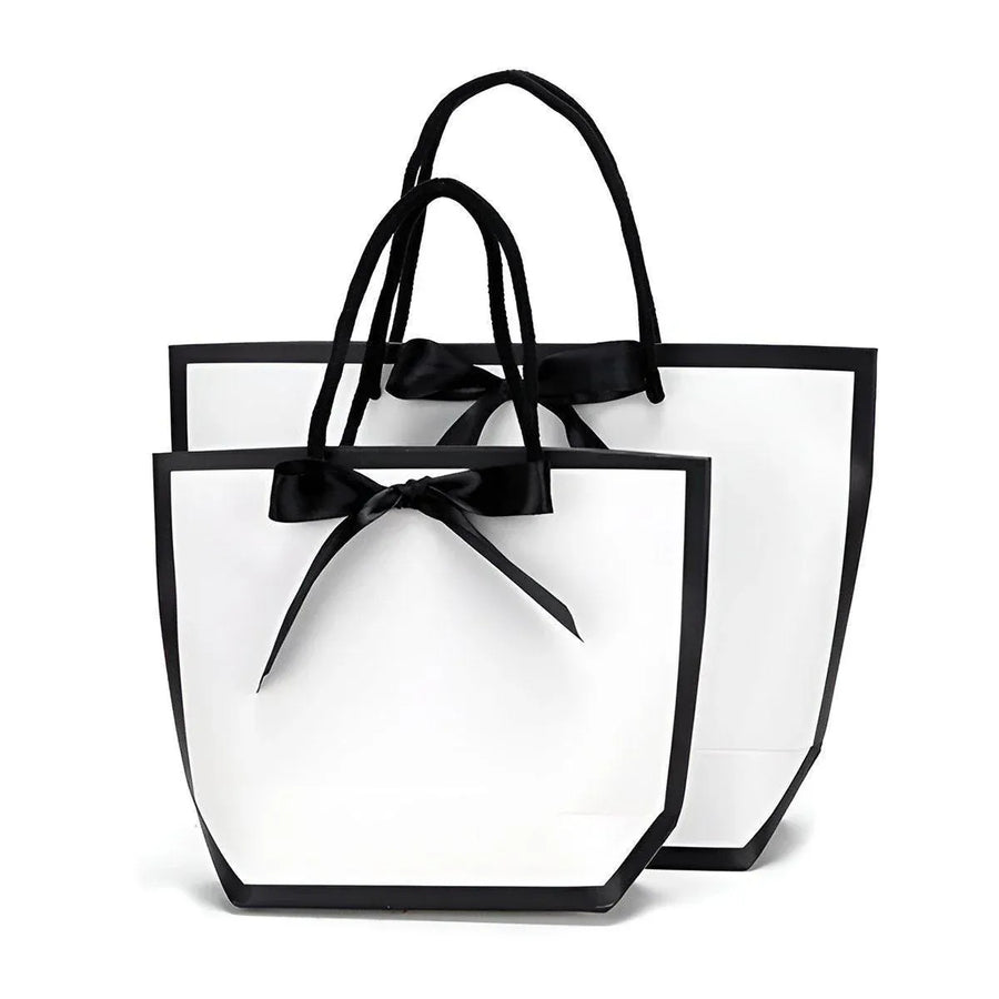 25pcs Solid Color Tote Bags Gift Packaging Shopping Bag Set for Party Favors - Large (14*7*17cm)