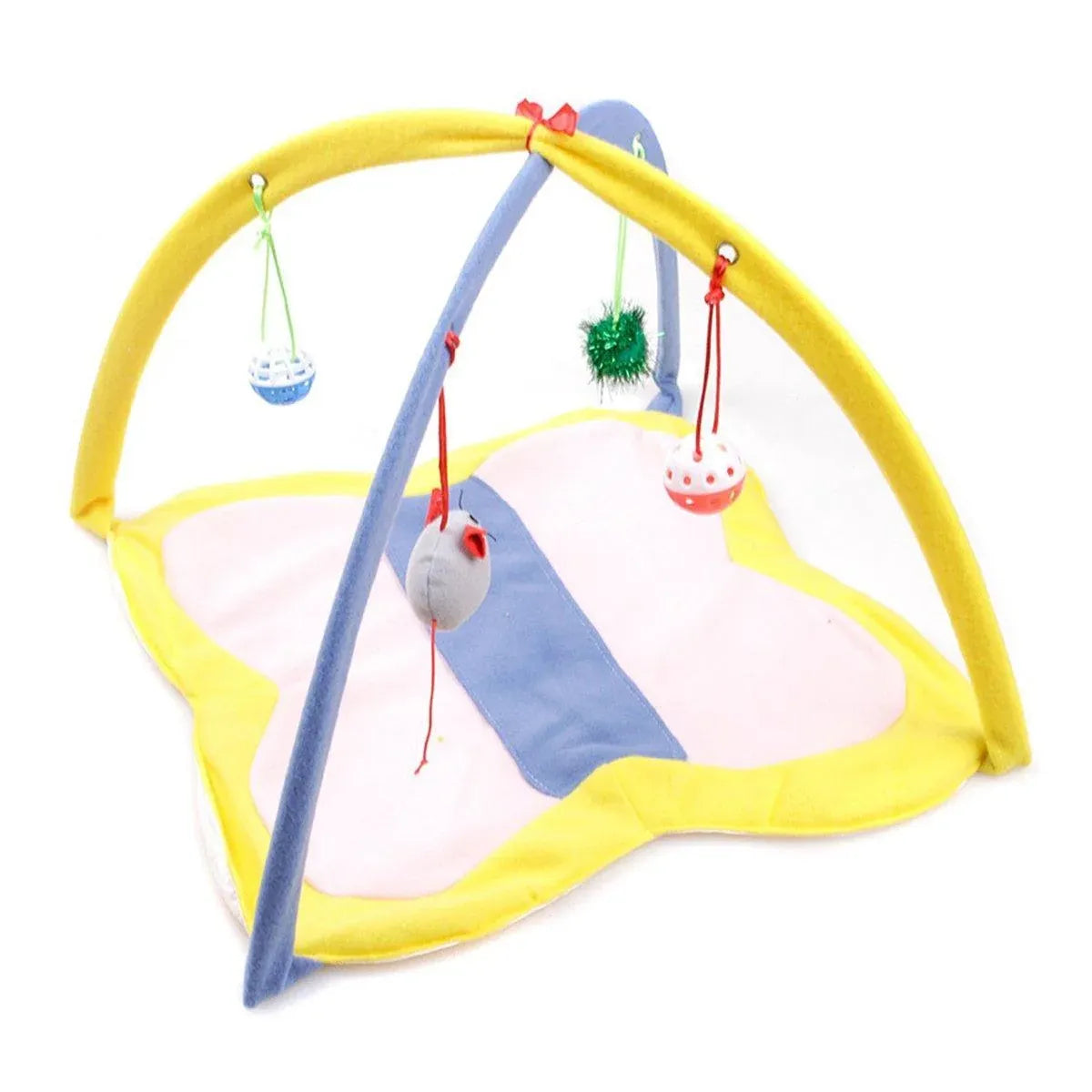 Breathable Pet Hammock Cat Bed with Fun Cartoon Bell Toy Cat Tent Supplies - Small Butterfly