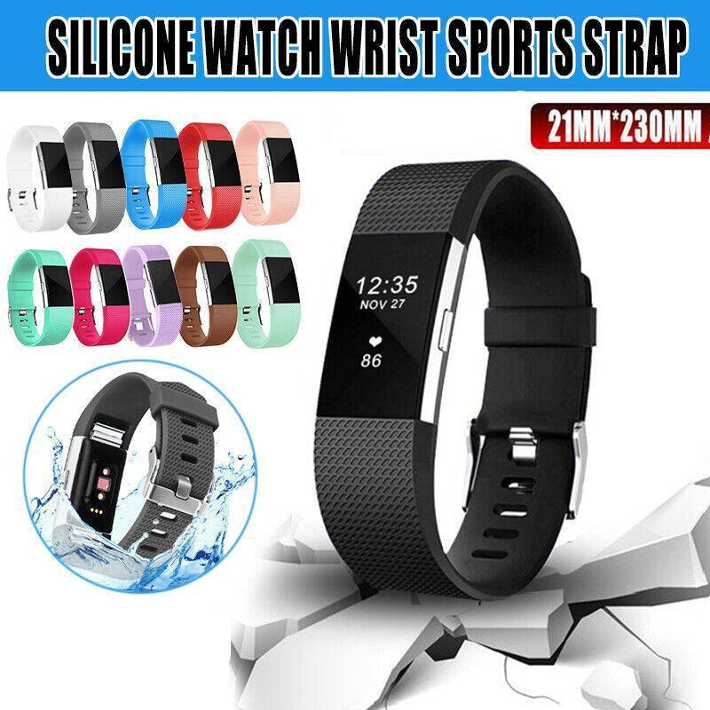L Size Silicone Watch Wrist Sports Strap For Fitbit Charge Band Wristband Replacement - Lake Blue