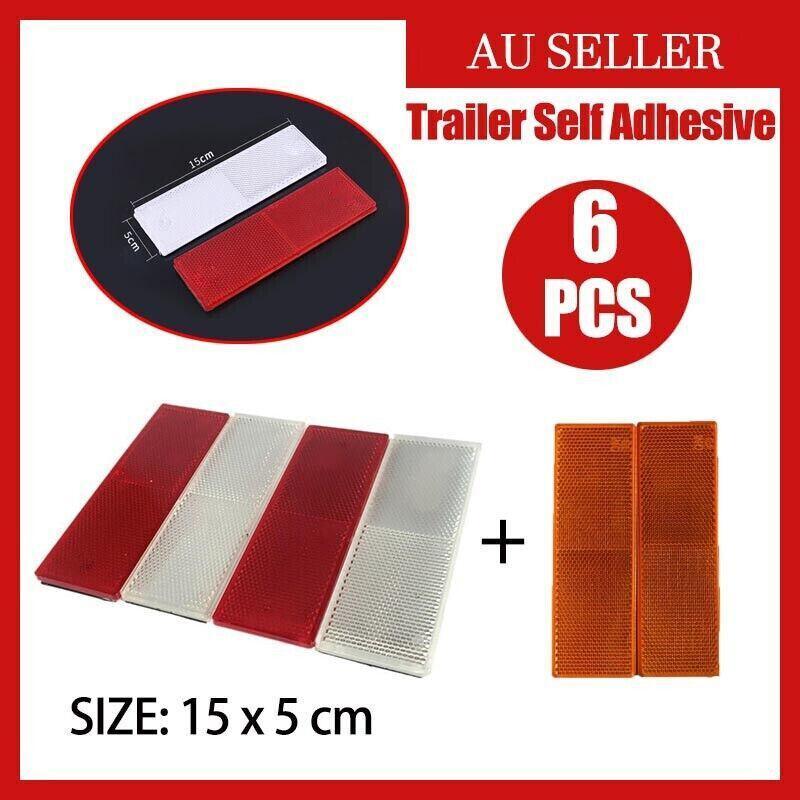 6 X Red Amber White Trailer Reflectors 15 X 5 Cm Self Adhesive Reflector Caravan