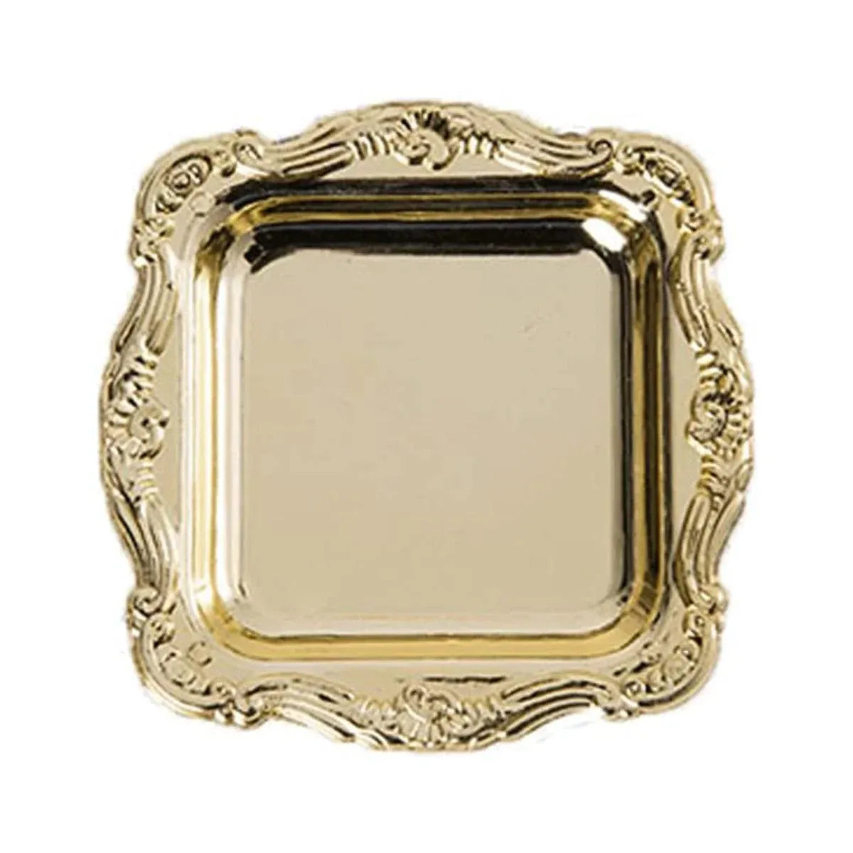 Plastic Square Plates 12pcs Small Reusable Serving Dishes for Party Dinner - Gold