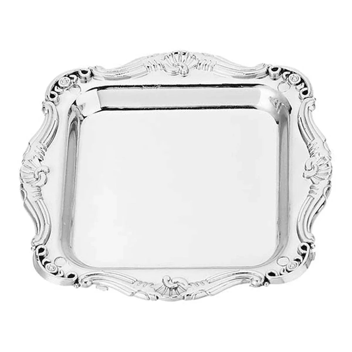 Plastic Square Plates 12pcs Small Reusable Serving Dishes for Party Dinner - Silver