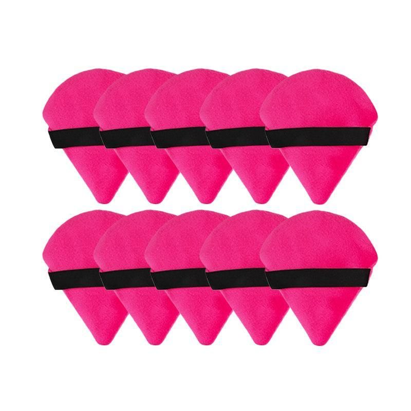 1/10X Triangle Cosmetic Puff Mini Cotton Makeup Sponge Powder Tool - Rose Red