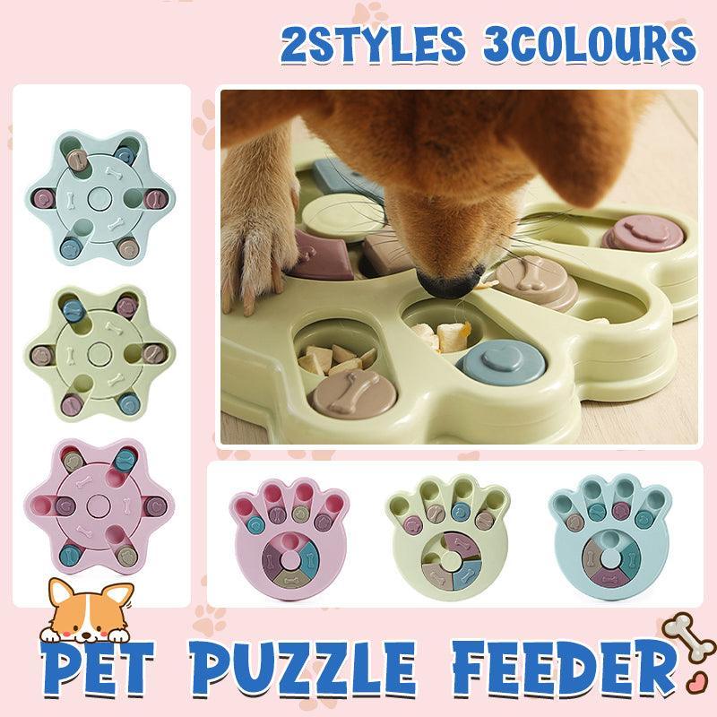 Dog Treat Dispenser Food Puzzle Toy Interactive Training Feeder Pet Supply Bowl - Hexagon-Pink