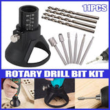 11 PCS/SET Rotary Multi Tool Cutting Guide Attachment Kit HSS Router Drill Bit