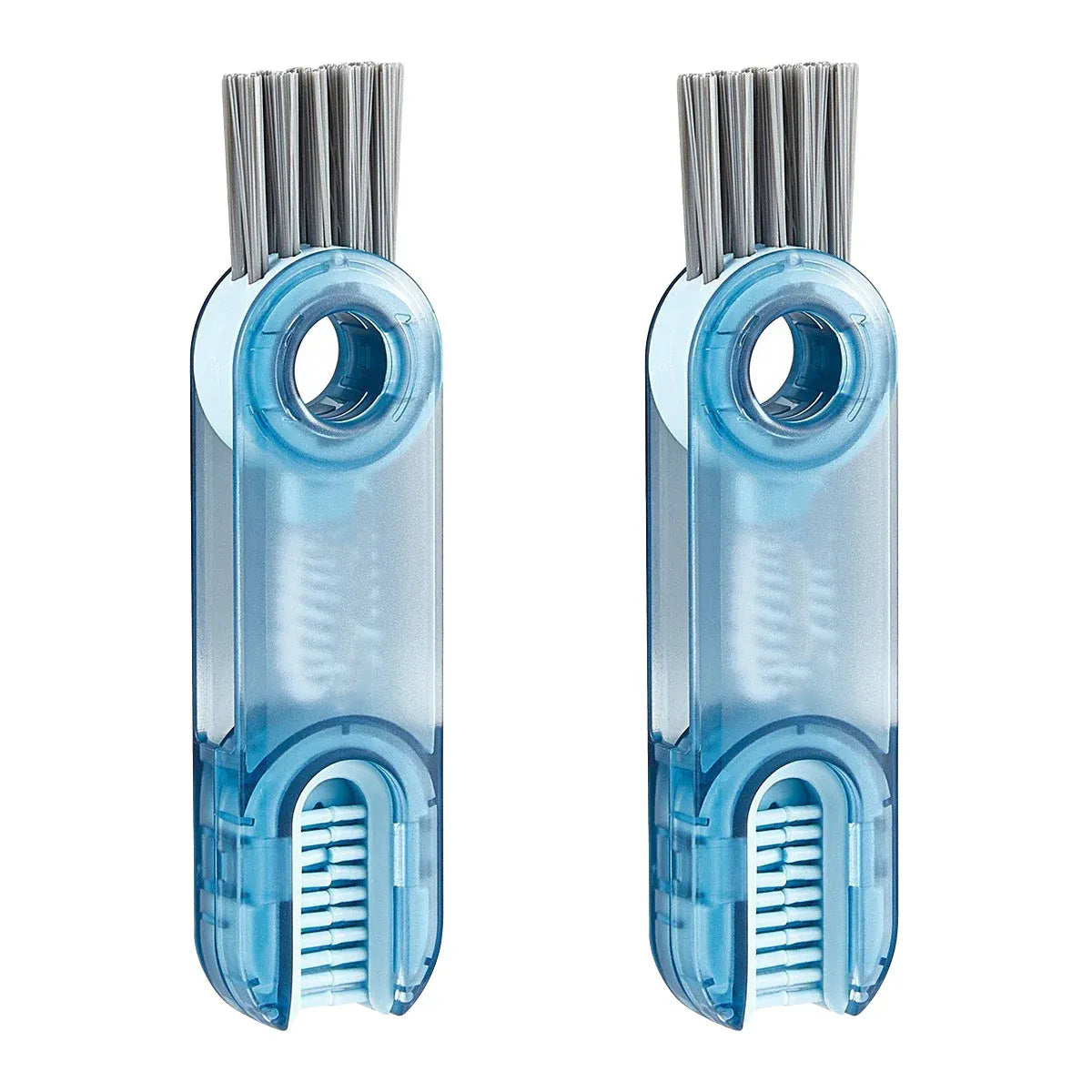 1/2pcs 3-in-1 U Shaped Bottle Thermos Cup Cleaning Brush with Rotating Heads - 2pcs-Blue