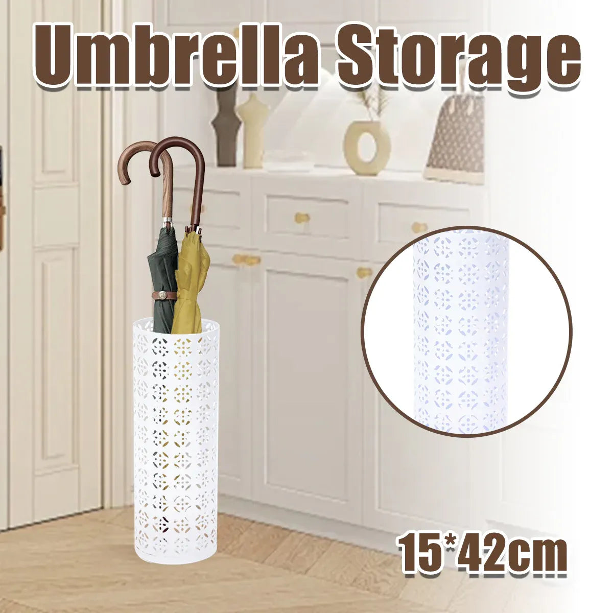 Metal Umbrella Stand Multifunctional Storage Bucket Lobby Organizer Flower Tube