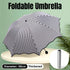 Stripe Sun Umbrella Rainy Folding Umbrella Women Sunscreen Black Rubber Sunshade