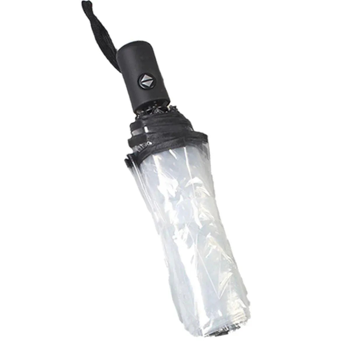 Transparent Folding Umbrella Compact Tri Fold Design Clear Rain Protection Cover - Automation-Black