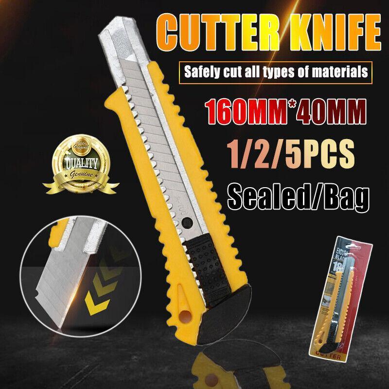 Heavy Duty Box Cutter Pack Snap Off Retractable Blade Long Last Hand Craft Tool - Sealed 2PCS