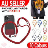 Adjustable Phone Lanyard with Patch for Most Cases Neck Strap Holder - Blue