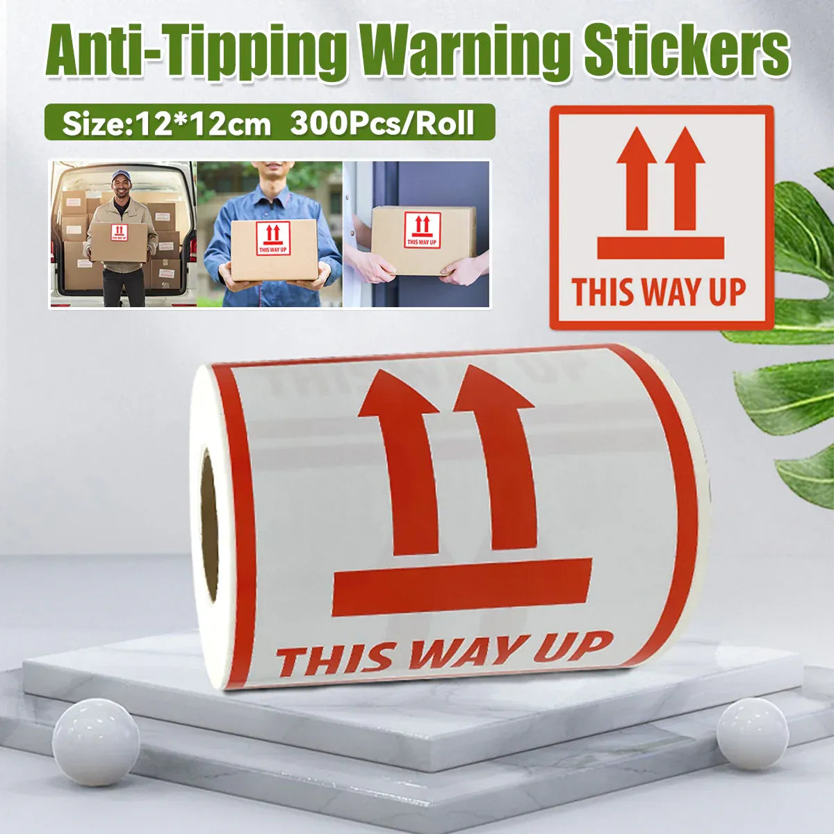 Anti-Tripping Warning Label 12x12cm Shipping Box Caution Stickers Self Adhesive