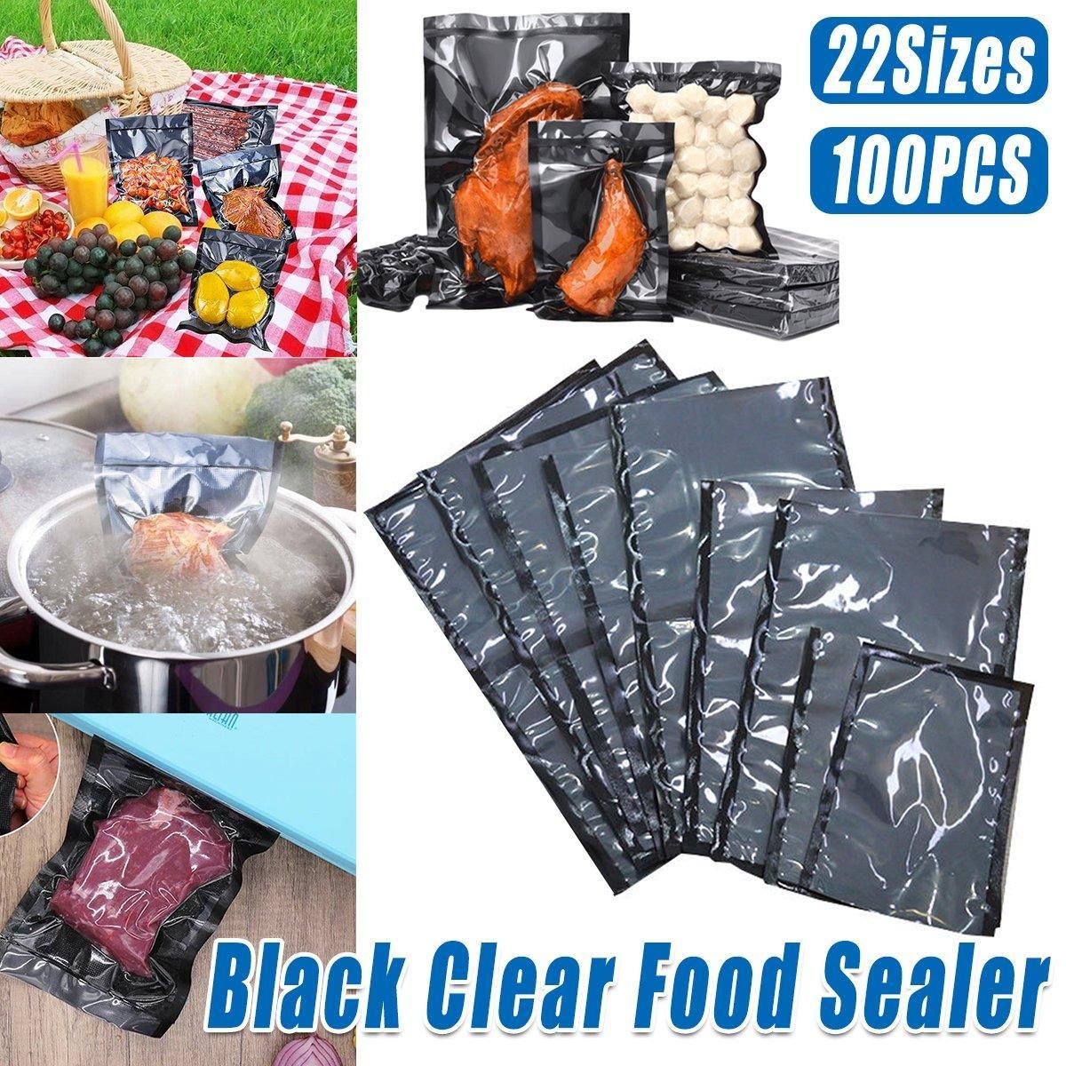 100pcs Transparent Vacuum Bags Air Compression Sealed Food Packaging - 14*20cm