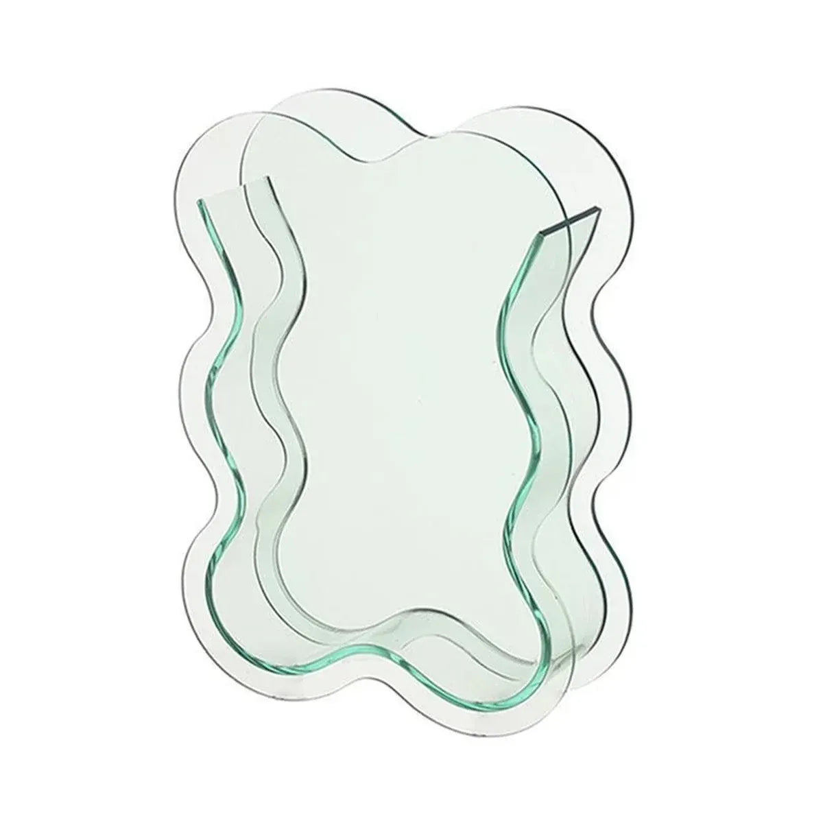 Creative Transparent Acrylic Vase Flower Ornament Dried Floral Display Tank - Wave pattern-Green