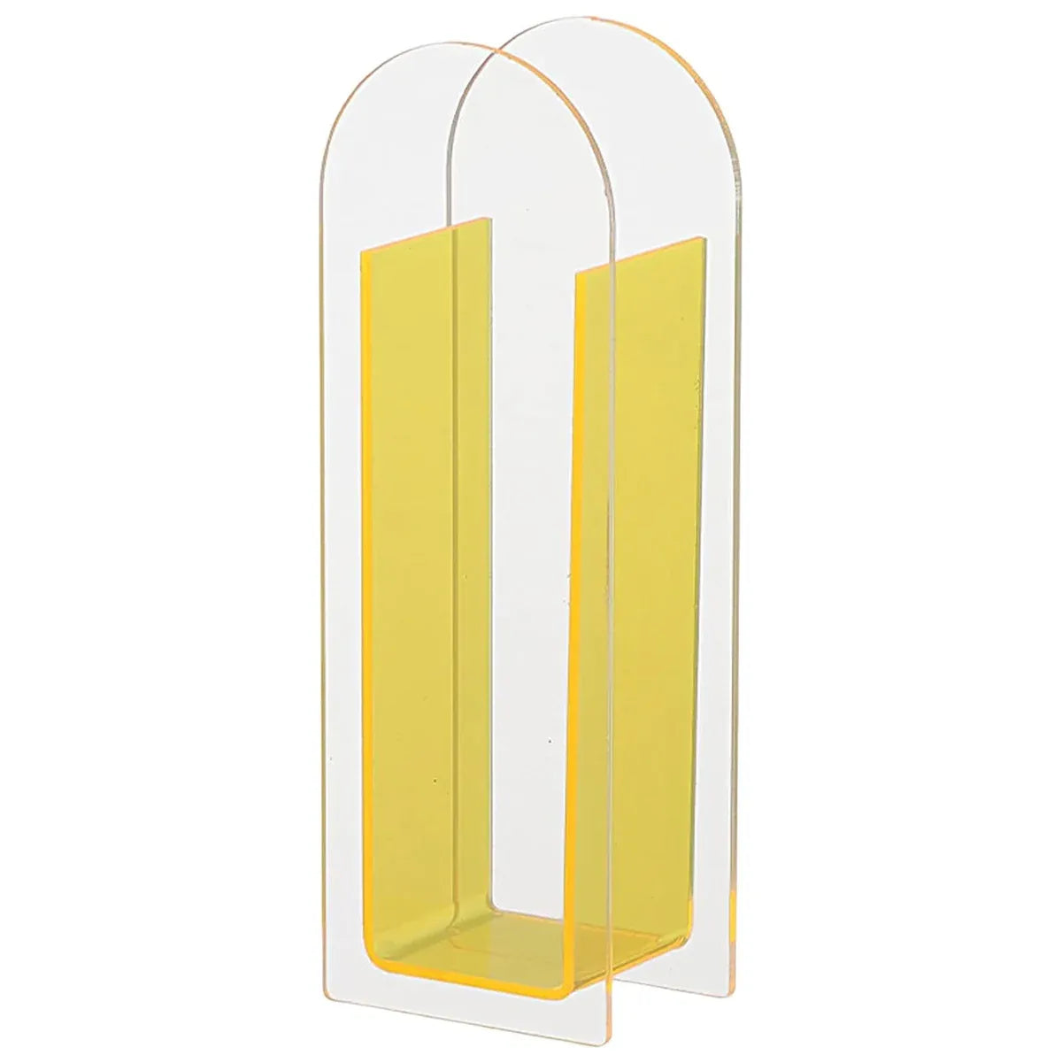 Creative Transparent Acrylic Vase Flower Ornament Dried Floral Display Tank - Yellow