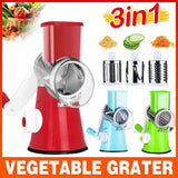 Kitchen Vegetable Fruit Slicer Cutter Shredder Food Manual Rotary Grater Chopper - Blue