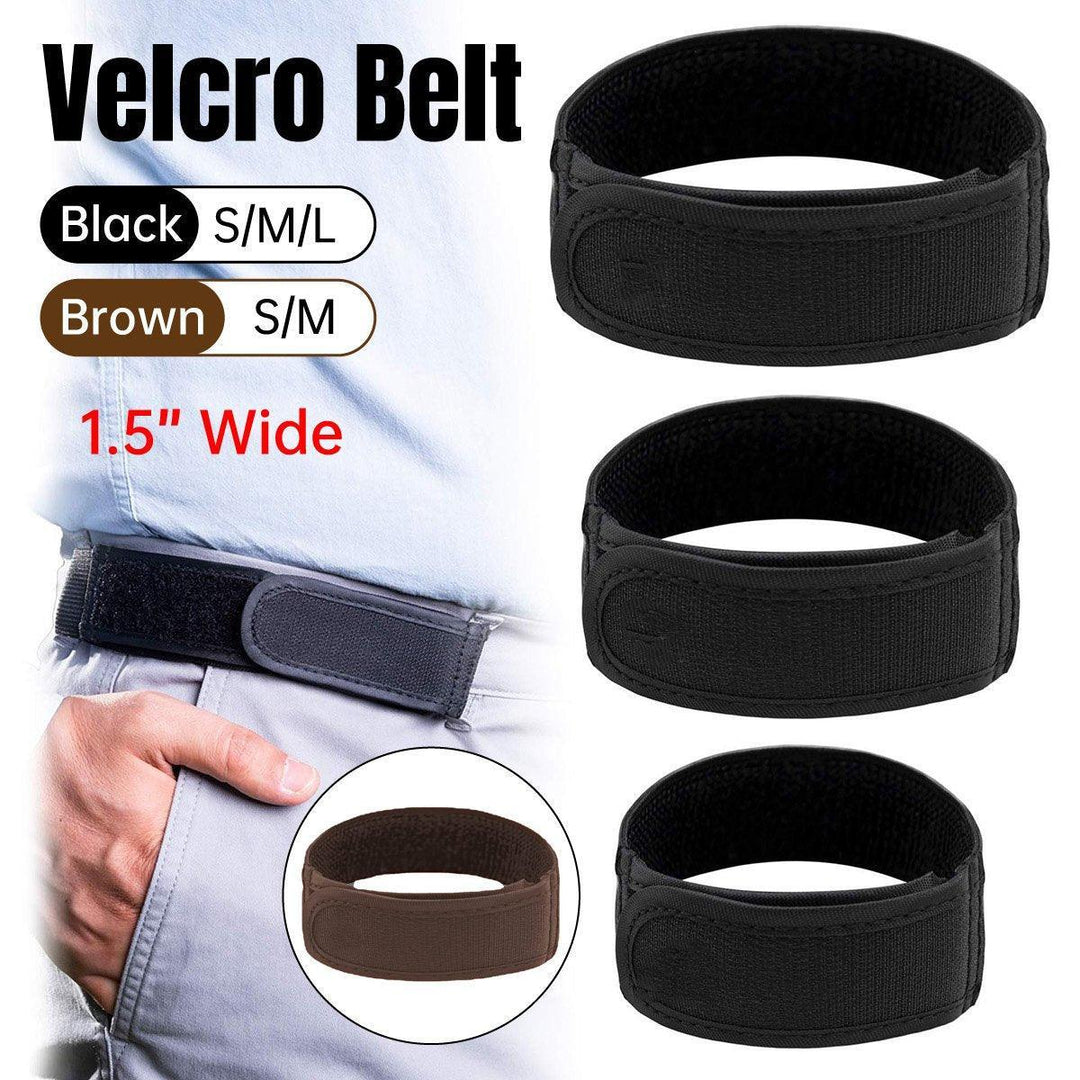 Adjustable Elastic Nylon Belt No Buckle Velcro Leisure Convenient Waistband - Black-S
