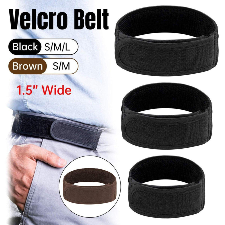 Adjustable Elastic Nylon Belt No Buckle Velcro Leisure Convenient Waistband - Brown-M