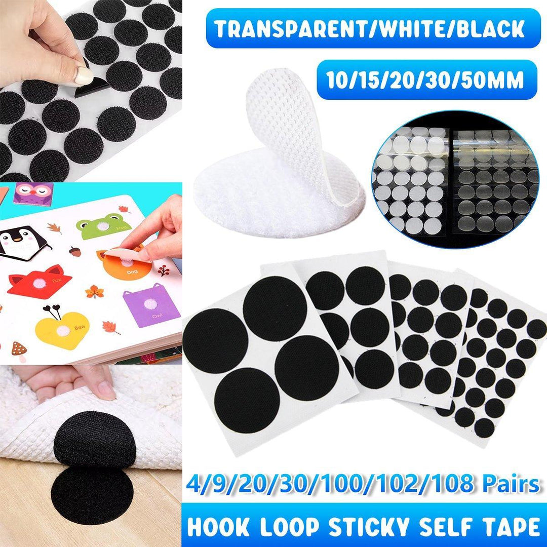 Strong Sticky Round Self Adhesive Dots DIY Bond Tape No Mark Fasteners - Black 30Pairs - 15mm
