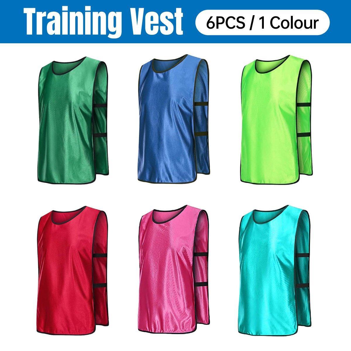 6X Sports Training Bibs Soccer Vests Group Team Bibs Basketball Cricket Football - Grass Green-S