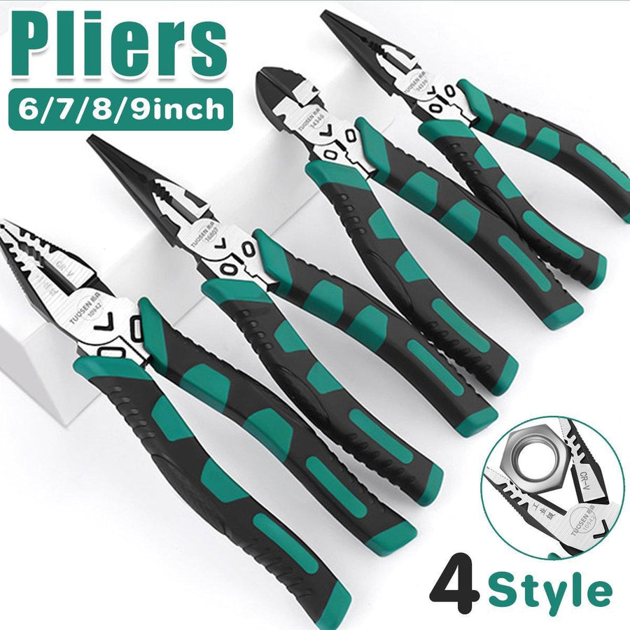 Labor-Saving Multi-Functional Tiger Pliers Flat Needle-Nose Diagonal Wire Pliers - Diagonal cutting pliers-6inch