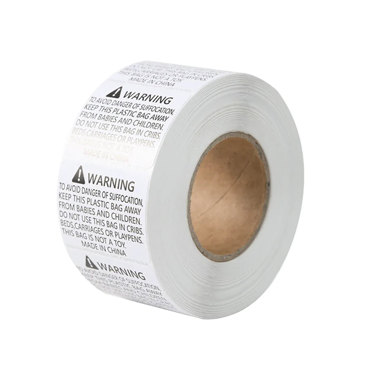Suffocation Warning Labels Roll 3 Sizes Available Strong Water-Based Adhesive - 6x6cm