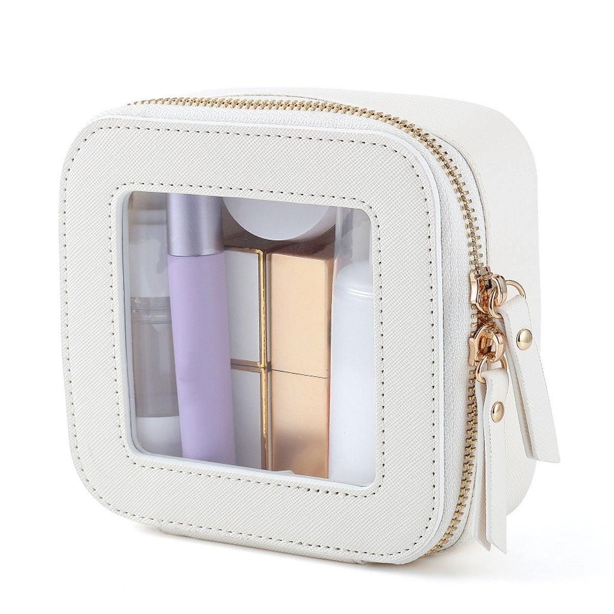 Clear Waterproof Travel Makeup Bag Portable Cosmetic Toiletry Organizer Box - White