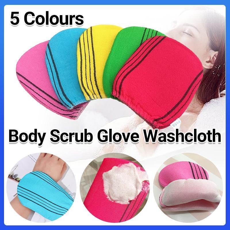 Fiber Cleaner Bath Glove Exfoliating Towel Body Rub Shower Scrub Glove Washcloth - Blue