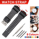 16mm TPU Watch Strap Compatible with G Series GA100 G8900 GW8900 with Tool Pins - Black