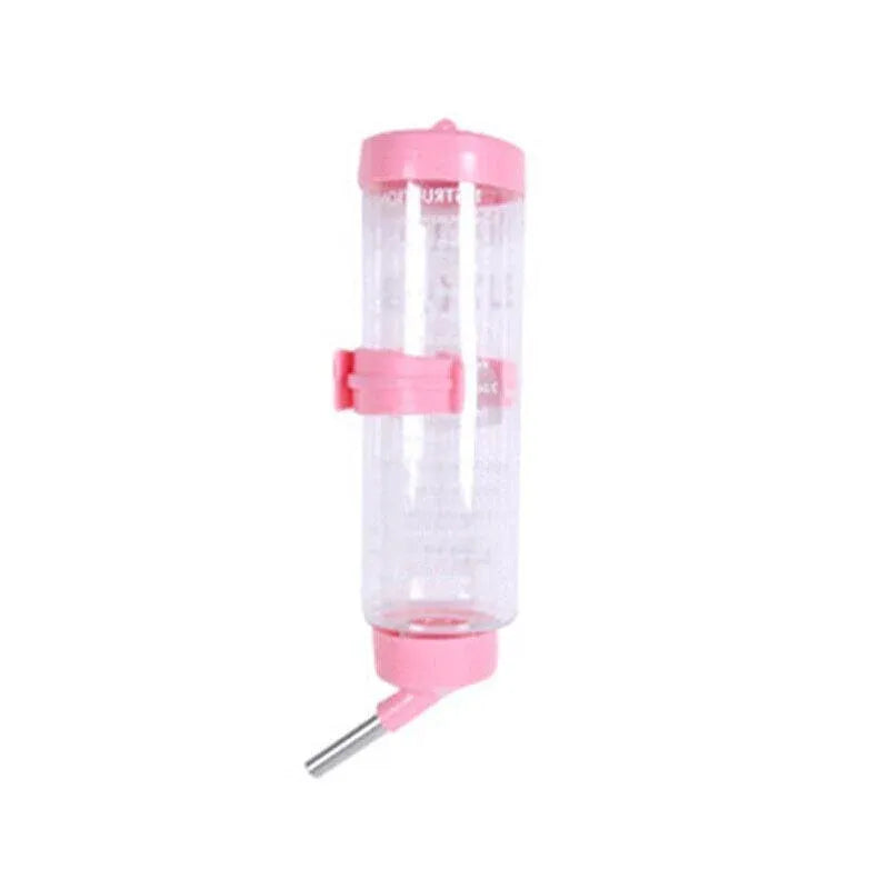 2X Pet Guinea Pig Rabbit Hamster Rat Drinker Drinking Water Bottle Waterer 250ml - Pink