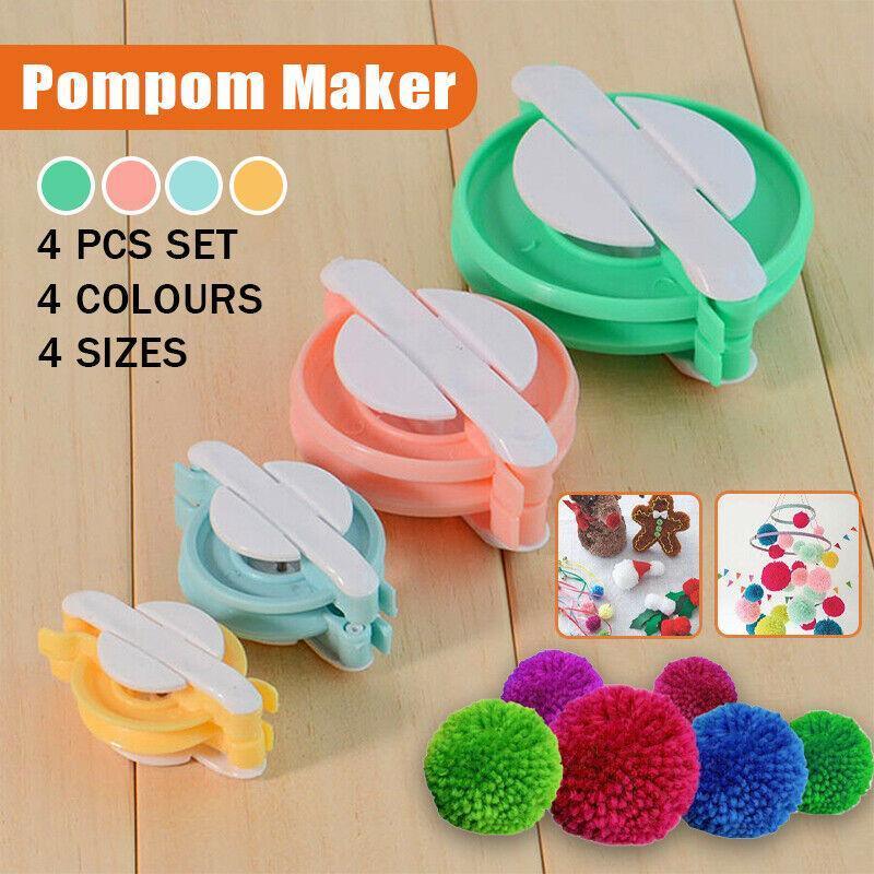 Pom Pom Maker Set of 4 Sizes DIY Wool Knitting Craft Ball Making Tool