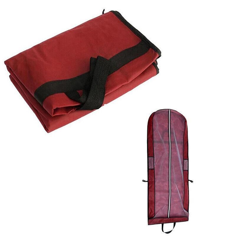 Wedding Dress Garment Bag 180cm Long Bridal Gown Storage Dustproof Cover Zipper - Wine Red