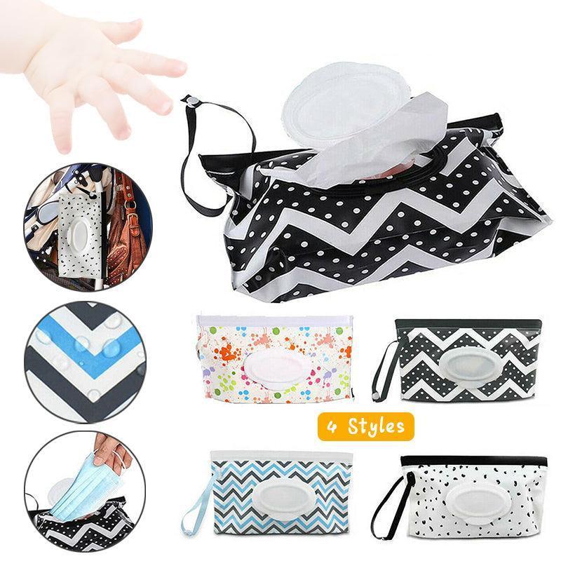 Portable Wet Wipe Pouch Dispenser Bag Travel Reusable Tissue Case Holder Storage - White