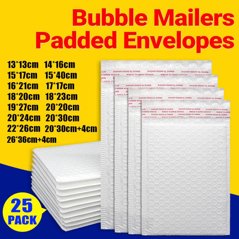 25PCS Poly Bubble Mailers Envelope Padded Bag White Cushioned Satchel 15 Sizes - 25PCS-20*20CM