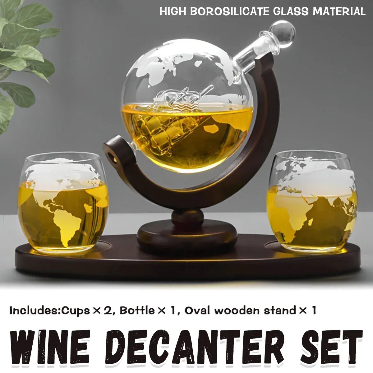 Globe Wine Decanter Glass Bottle Divider Whisky Liquor Dispenser For Home Bar