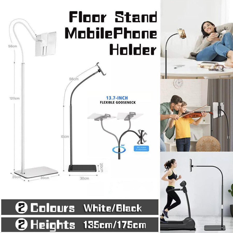 Adjustable Floor/Desk Stand Bed Lazy Mount Holder Arm Bracket For Phone Tablet - 6.5-9cm White(Desk Stand)