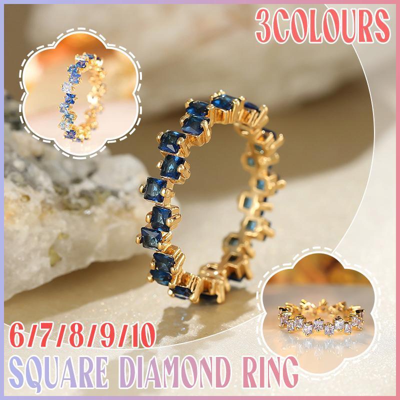 Square Design 1.2ct Simulated Diamond Women Engagement Ring Rose Gold Plated - White-Size 6