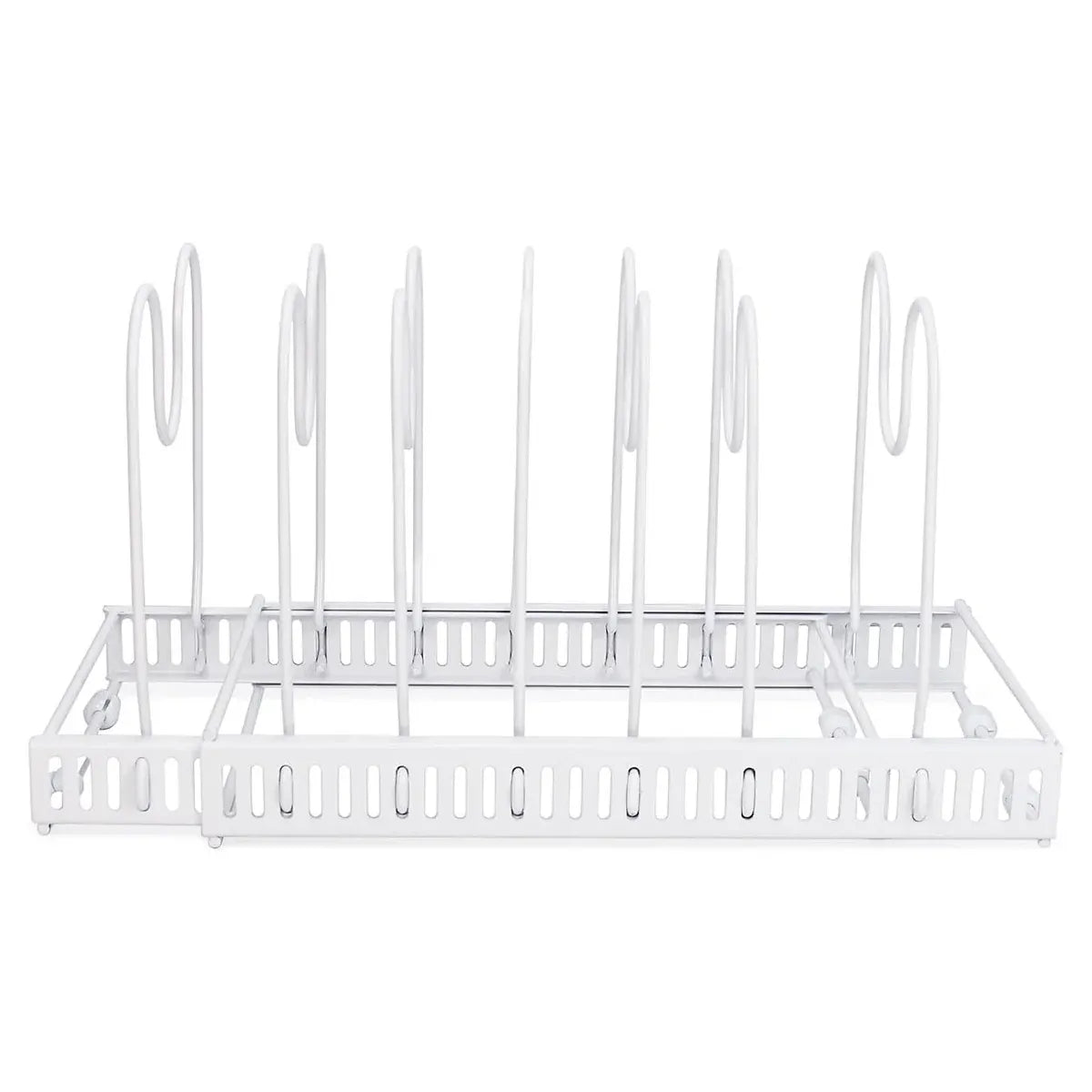 Retractable Kitchen Storage Rack Pot Lid Holder Cutting Board Organizer Stand - White