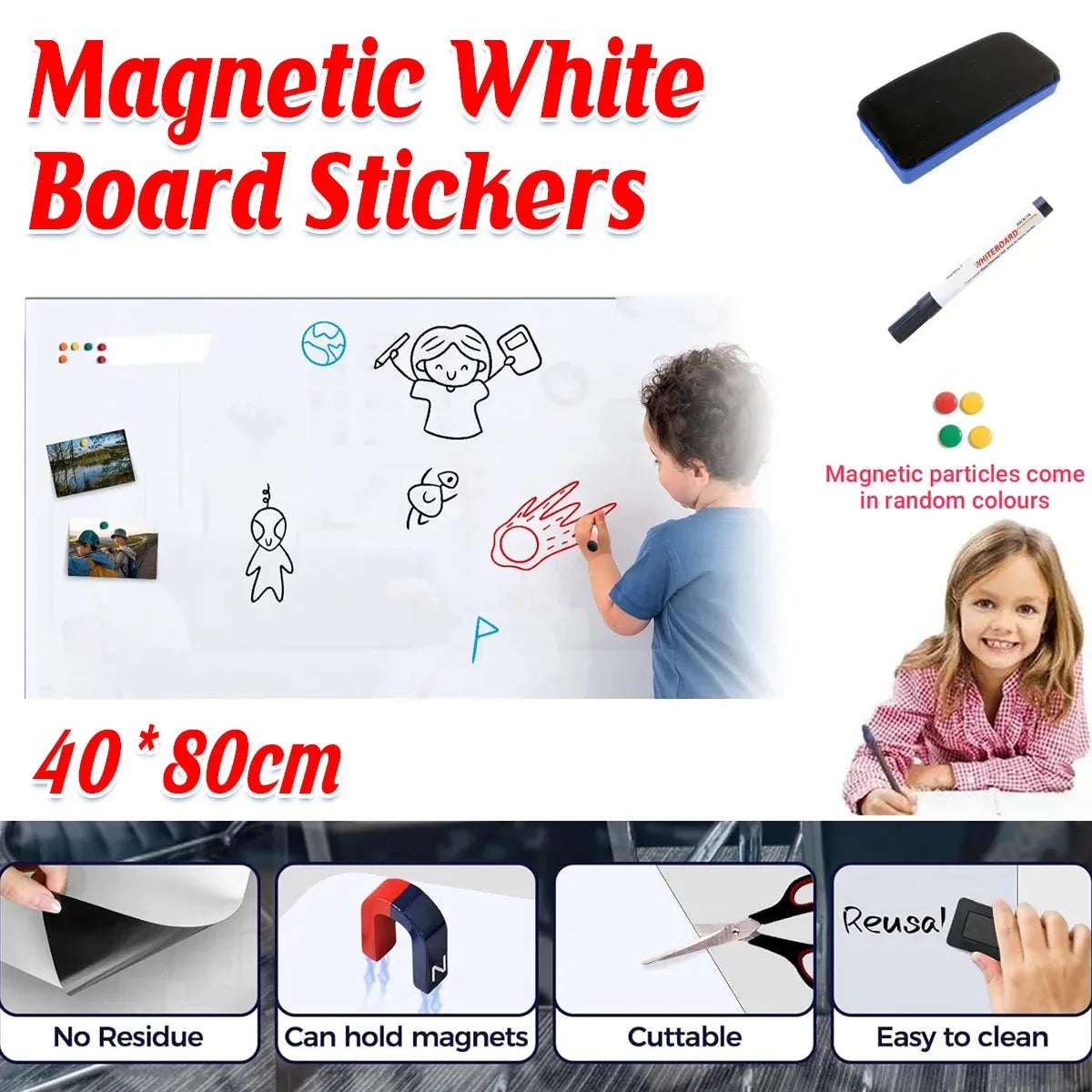 Whiteboard Multipurpose Office Home School Frame Dry Erase Board
