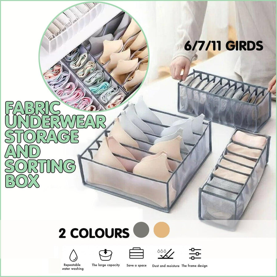 Foldable Drawer Organizer Divider Bra Sock Underwear Storage Closet Wardrobe - White with 7 Boxes