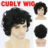 Mens Short Curly Hair Wig Black Natural Looking Hairpiece for Daily Costume Use