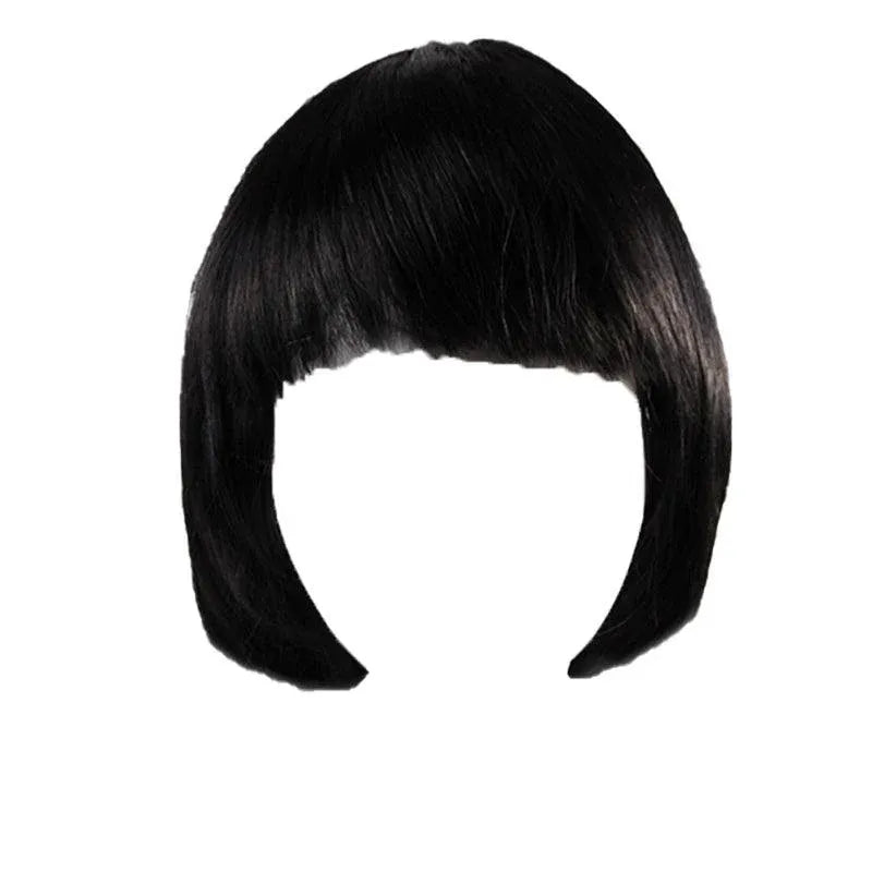 Short Bob Wig with Bangs for Women Synthetic Cosplay Party Hair in 14 Colours - Black
