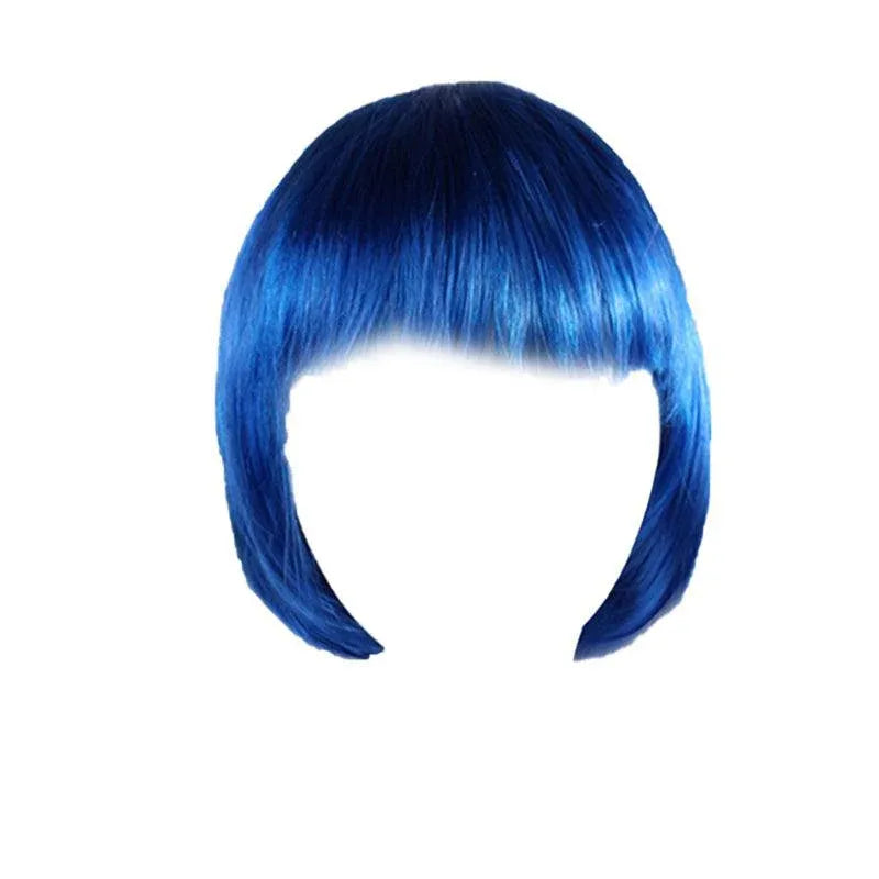 Short Bob Wig with Bangs for Women Synthetic Cosplay Party Hair in 14 Colours - Dark Blue
