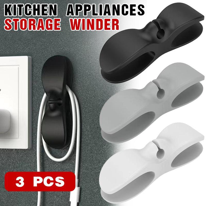 Wire Cable Organizer Holder Cord Wrapper Winder For Kitchen Appliances Computer - 3PCS Black