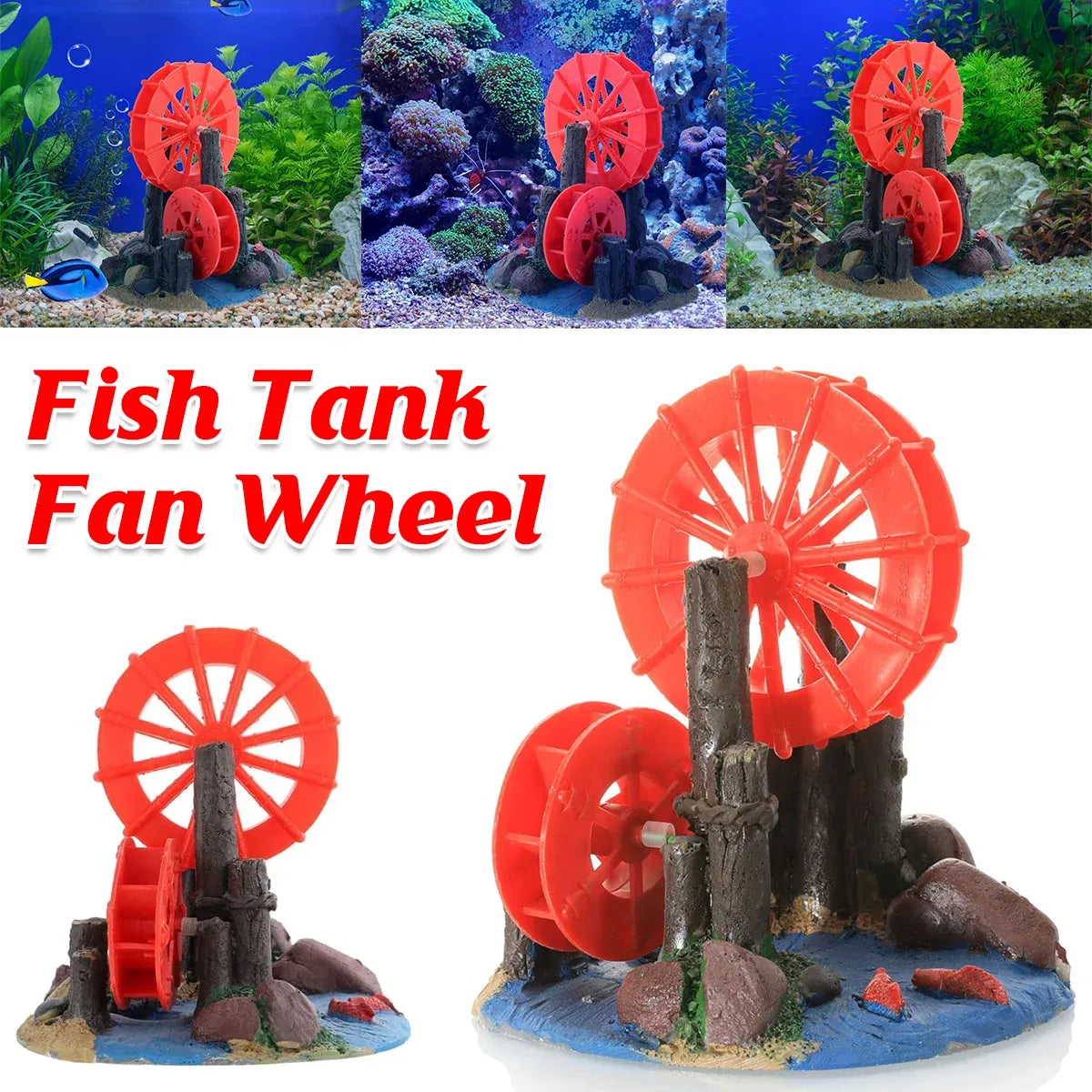 Resin Aquarium Windmill Ornament with Spinning Wheel for Fish Tank