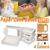 50pcs Rectangular Kraft Paper Window Box Gift Packaging Boxes Party Favors - Khaki