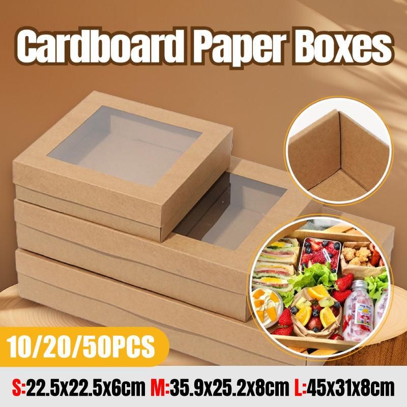 50pcs Bakery Cake Packaging Boxes with Visible Open Window Lunch Boxes - L