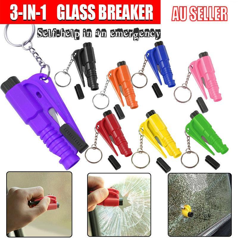 3 In 1 Car Window Glass Breaker Emergency Escape Tool with Cutter - Green