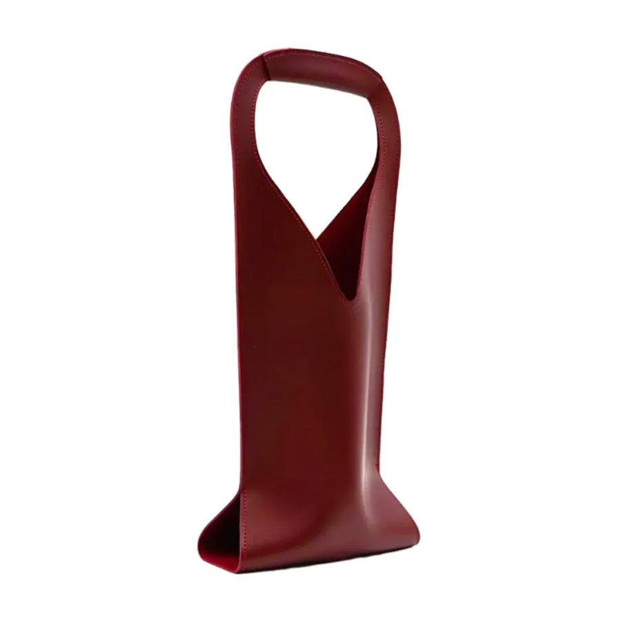 Single Wine Bottle Tote Carrier Gift Bag with Handle Durable - Wine Red